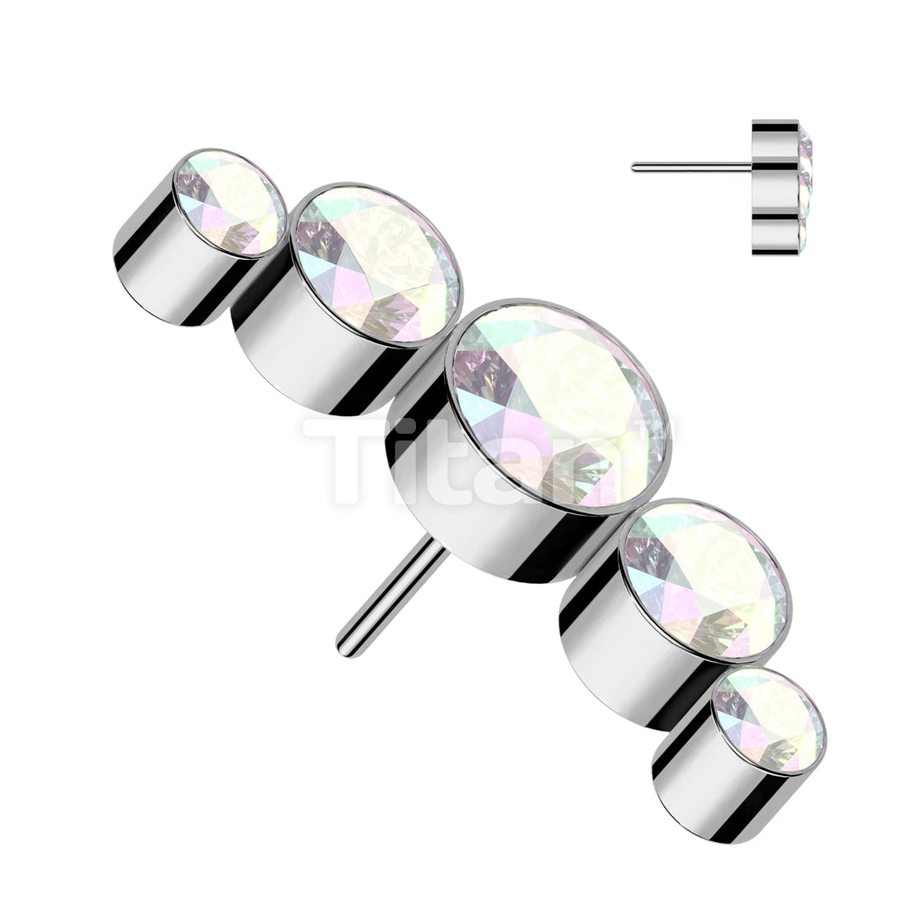 Implant Grade Titanium Threadless Push In 5 Round Bezel Set Swarovski Crystal Curve Top - Image 2