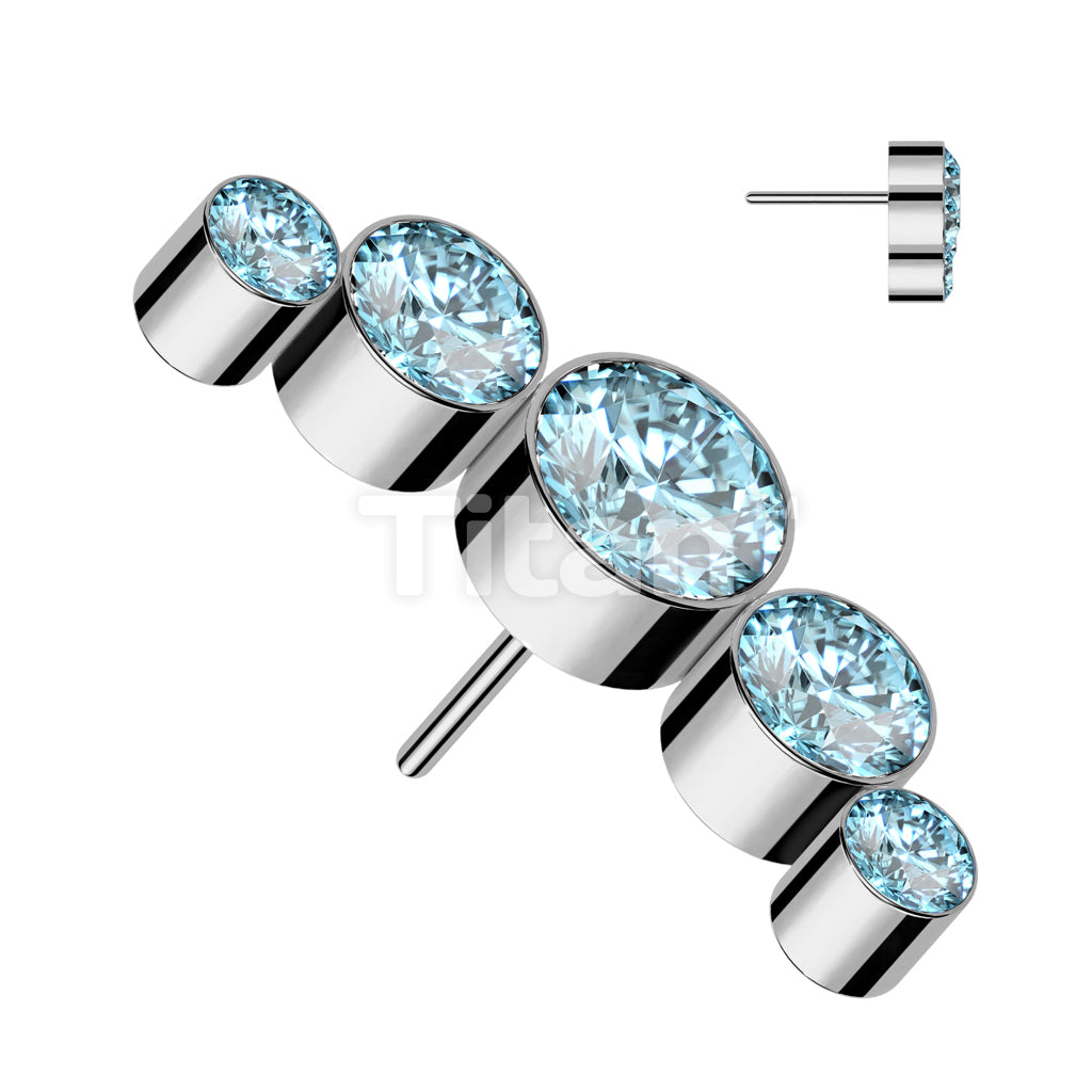 Implant Grade Titanium Threadless Push In 5 Round Bezel Set Swarovski Crystal Curve Top - Image 6