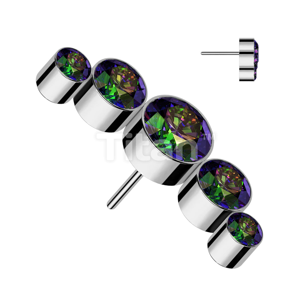 Implant Grade Titanium Threadless Push In 5 Round Bezel Set Swarovski Crystal Curve Top - Image 7