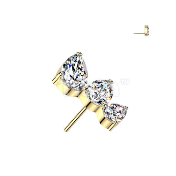 Titanium Threadless Push In Top Three Pear CZ Fan - Image 2