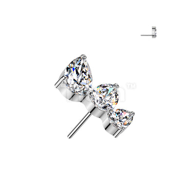 Titanium Threadless Push In Top Three Pear CZ Fan - Image 3