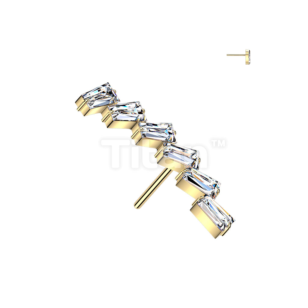 Titanium Threadless Push In Top Rectangle CZ Curve - Image 2