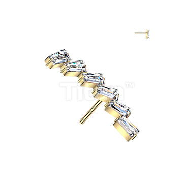 Titanium Threadless Push In Top Rectangle CZ Curve - Image 2