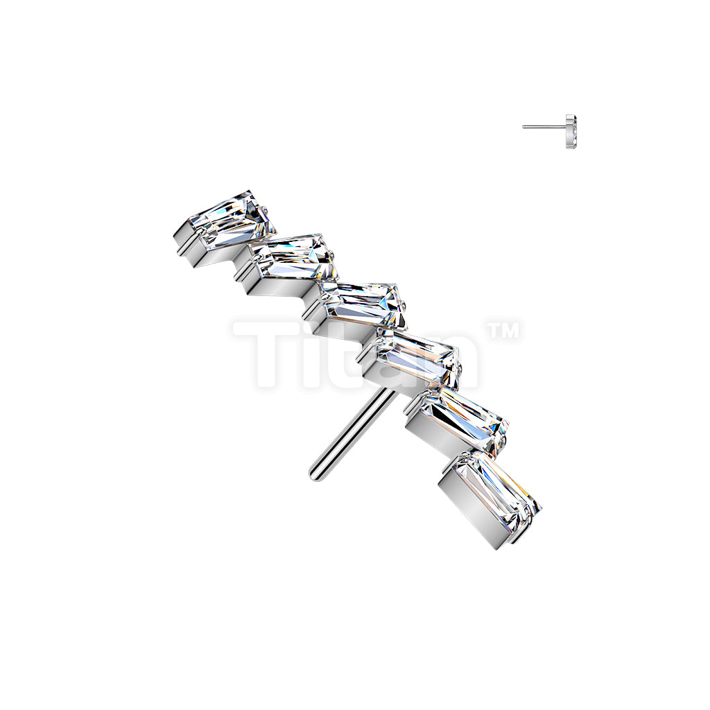 Titanium Threadless Push In Top Rectangle CZ Curve - Image 3
