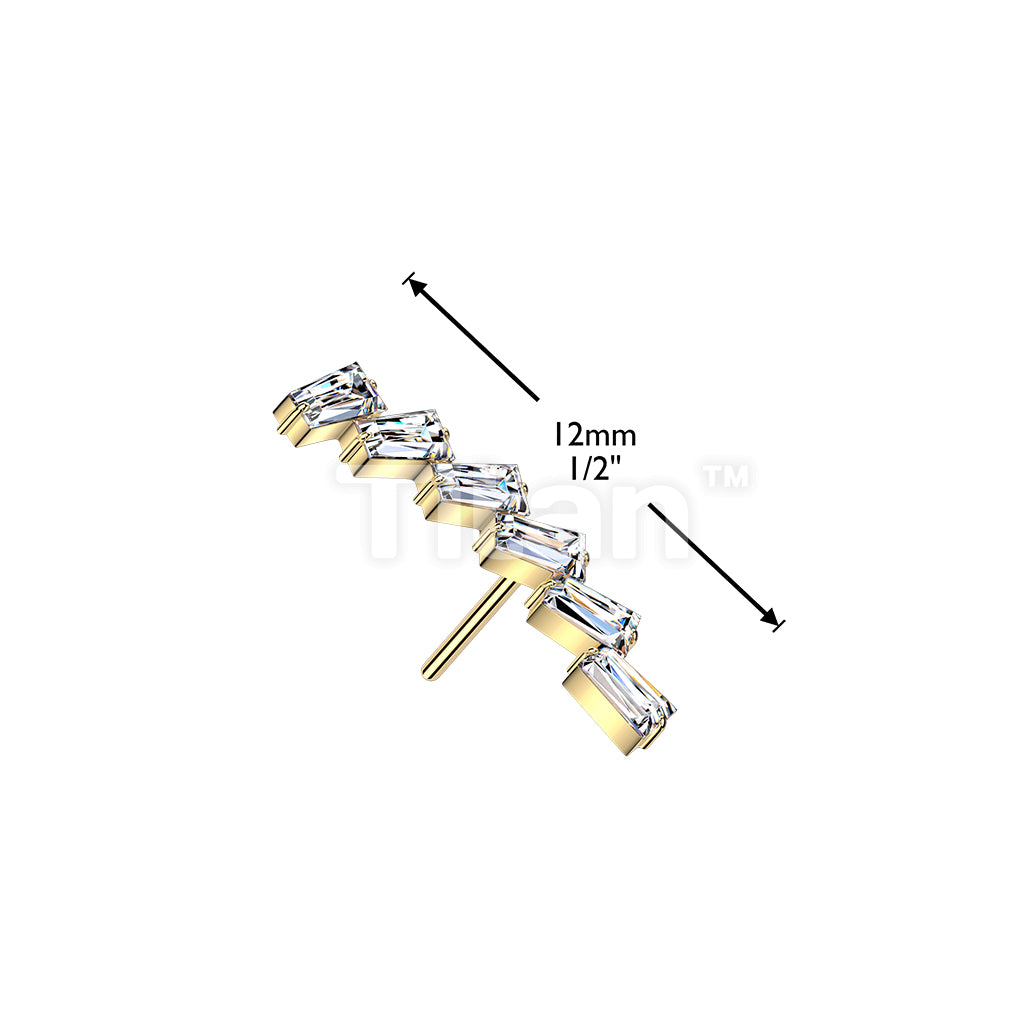 Titanium Threadless Push In Top Rectangle CZ Curve - Image 4