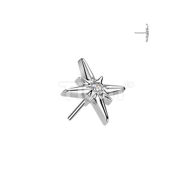 Titanium Threadless Push In Top CZ Centered Starburst - Image 3