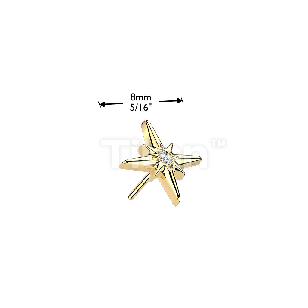 Titanium Threadless Push In Top CZ Centered Starburst - Image 4