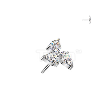 Titanium Threadless Push In Top Pear CZ Pin Wheel - Image 3
