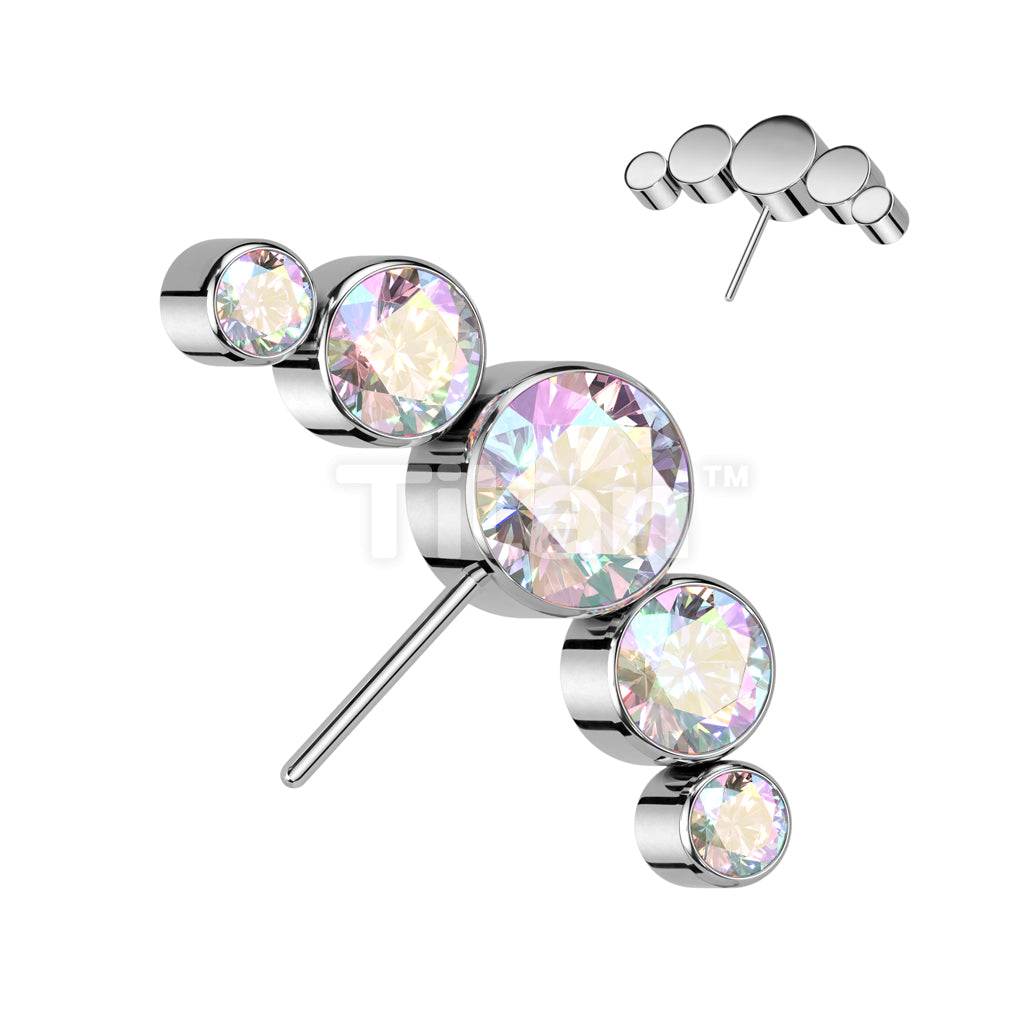 Implant Grade Titanium Threadless Push In 5 Round Bezel Set CZ Curved Forward Facing Top - Image 2