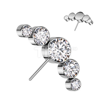 Implant Grade Titanium Threadless Push In 5 Round Bezel Set CZ Curved Forward Facing Top - Image 3