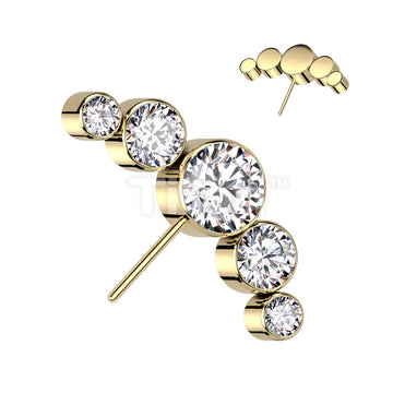 Implant Grade Titanium Threadless Push In 5 Round Bezel Set CZ Curved Forward Facing Top - Image 4