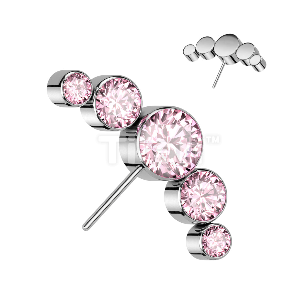 Implant Grade Titanium Threadless Push In 5 Round Bezel Set CZ Curved Forward Facing Top - Image 5