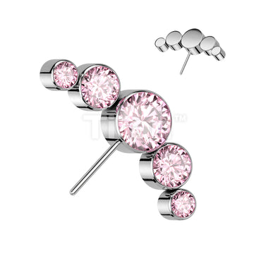Implant Grade Titanium Threadless Push In 5 Round Bezel Set CZ Curved Forward Facing Top - Image 5