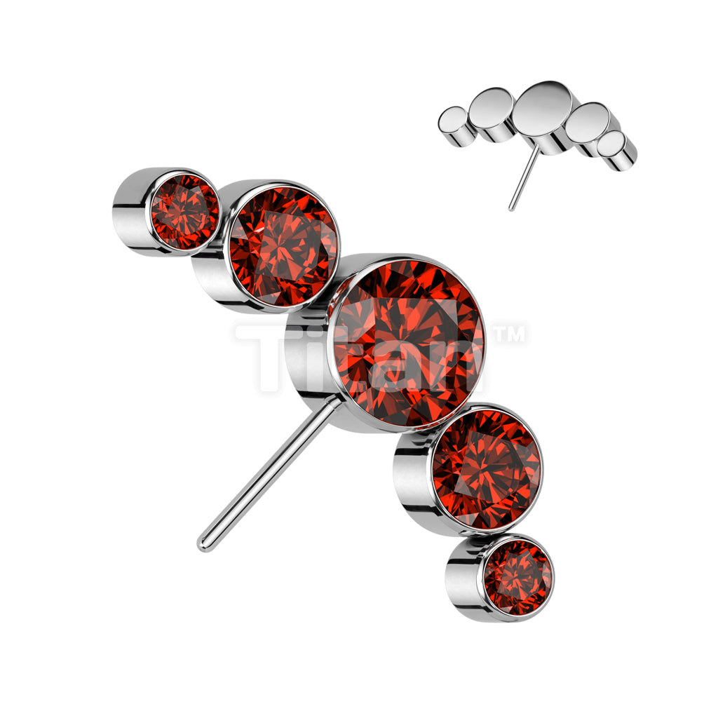 Implant Grade Titanium Threadless Push In 5 Round Bezel Set CZ Curved Forward Facing Top - Image 6