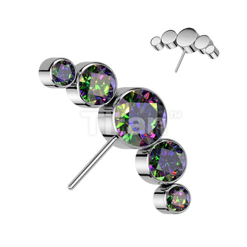 Implant Grade Titanium Threadless Push In 5 Round Bezel Set CZ Curved Forward Facing Top - Image 7