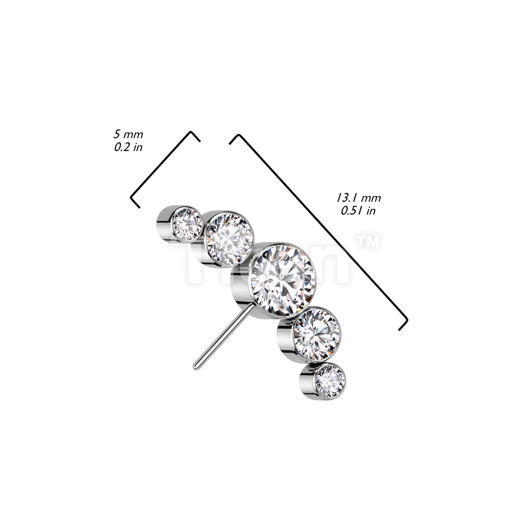 Implant Grade Titanium Threadless Push In 5 Round Bezel Set CZ Curved Forward Facing Top - Image 8