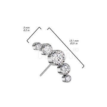 Implant Grade Titanium Threadless Push In 5 Round Bezel Set CZ Curved Forward Facing Top - Image 8