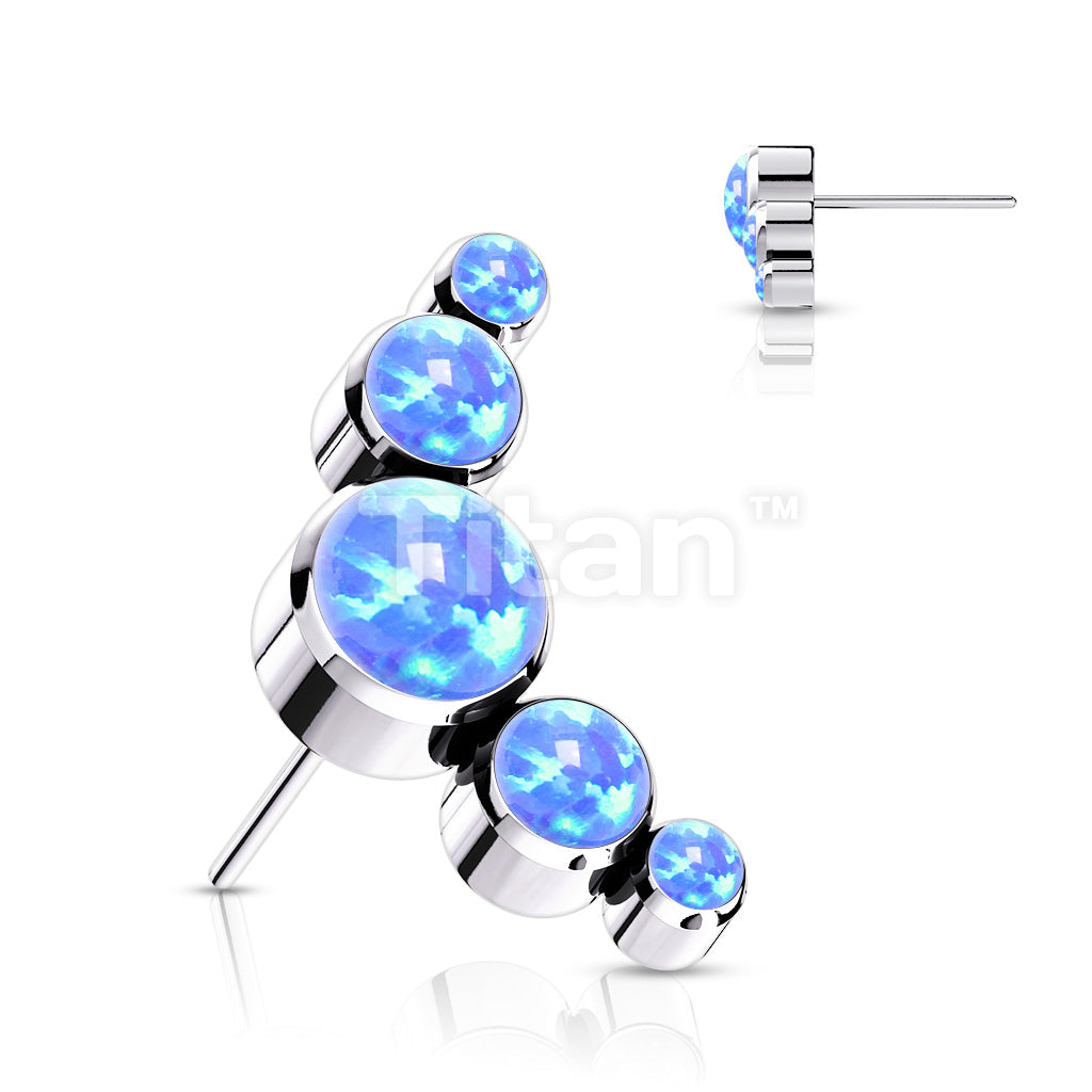 Implant Grade Titanium Threadless Push In 5 Round Bezel Set Opal Curve Top - Image 3