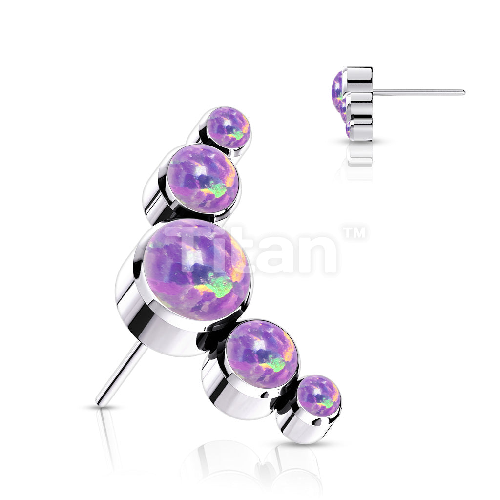 Implant Grade Titanium Threadless Push In 5 Round Bezel Set Opal Curve Top - Image 5