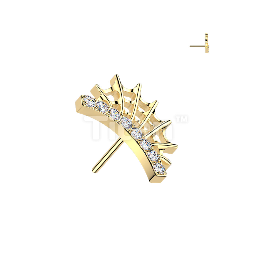 Titanium Threadless Push In Top Lined CZ Spider Web - Image 2