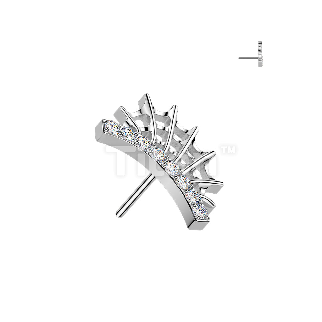 Titanium Threadless Push In Top Lined CZ Spider Web - Image 3
