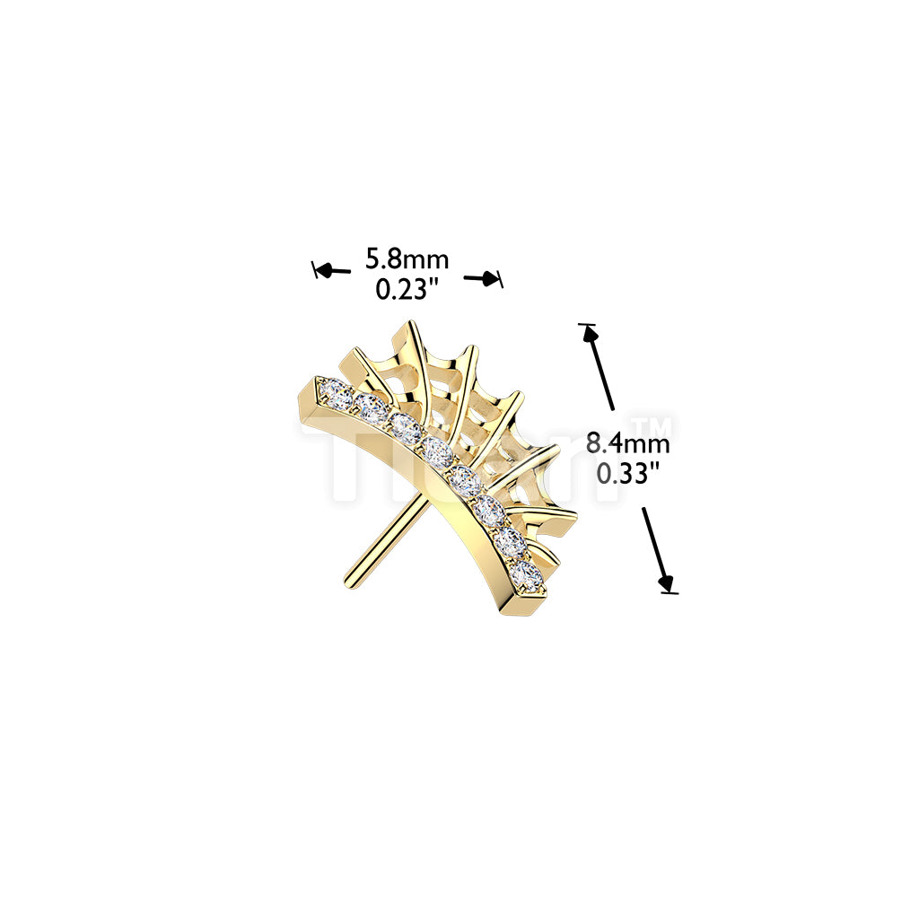 Titanium Threadless Push In Top Lined CZ Spider Web - Image 4