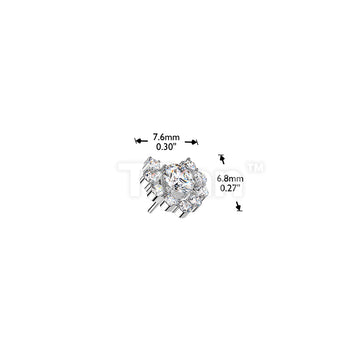 Titanium Threadless Push In Heart Shaped Round CZ Cluster Top - Image 6