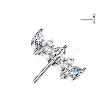 Titanium Threadless Push In Marquise & Round CZ Fan Top - Image 2