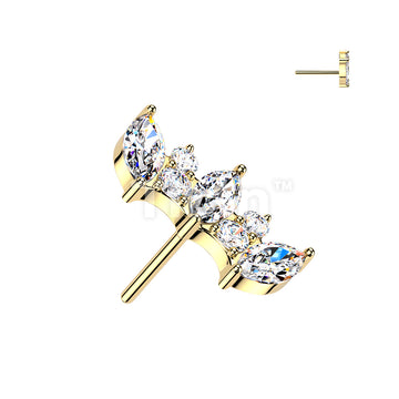 Titanium Threadless Push In Marquise & Round CZ Fan Top - Image 3