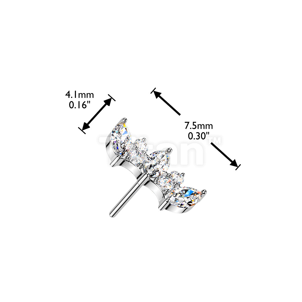 Titanium Threadless Push In Marquise & Round CZ Fan Top - Image 4