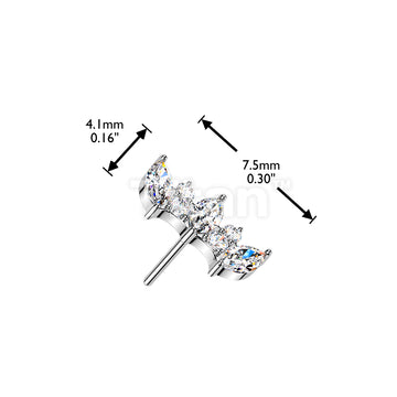 Titanium Threadless Push In Marquise & Round CZ Fan Top - Image 4
