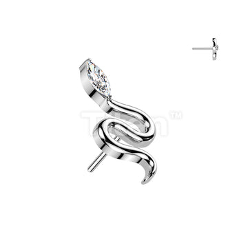 Titanium Threadless Push In Snake Top With Marquise CZ Head - Image 2