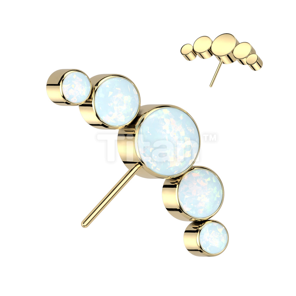 Implant Grade Titanium Threadless Push In 5 Round Bezel Set Opal Curved Forward Facing Top - Image 2