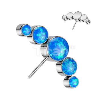 Implant Grade Titanium Threadless Push In 5 Round Bezel Set Opal Curved Forward Facing Top - Image 3