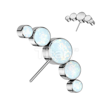 Implant Grade Titanium Threadless Push In 5 Round Bezel Set Opal Curved Forward Facing Top - Image 4