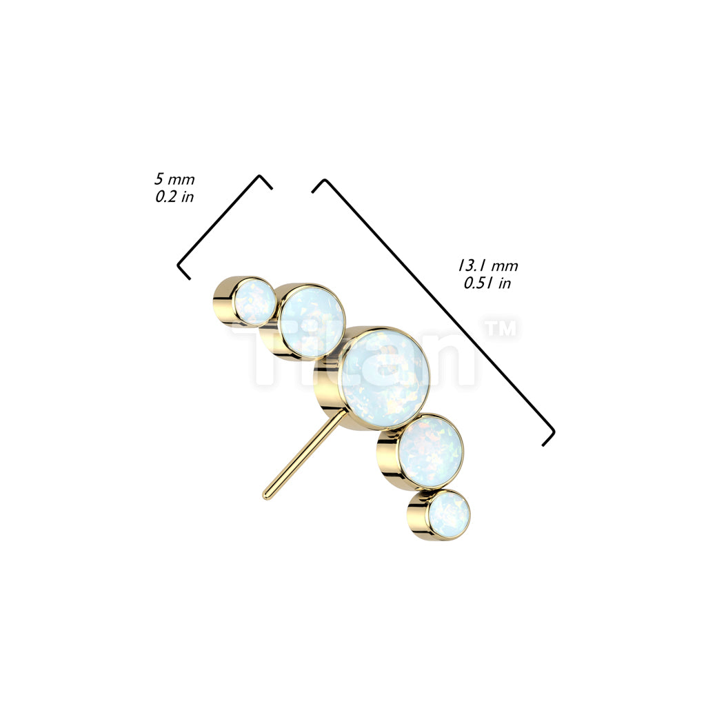 Implant Grade Titanium Threadless Push In 5 Round Bezel Set Opal Curved Forward Facing Top - Image 6
