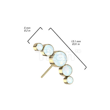 Implant Grade Titanium Threadless Push In 5 Round Bezel Set Opal Curved Forward Facing Top - Image 6