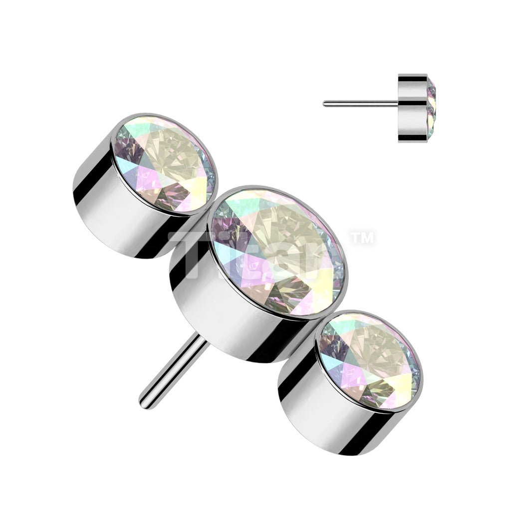 Implant Grade Titanium Threadless Push In 3 Round Bezel Set CZ Curve Top - Image 2