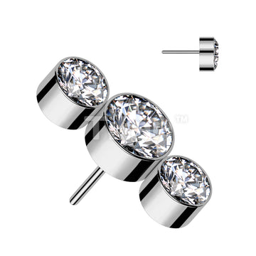 Implant Grade Titanium Threadless Push In 3 Round Bezel Set CZ Curve Top - Image 3