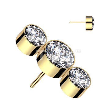 Implant Grade Titanium Threadless Push In 3 Round Bezel Set CZ Curve Top - Image 4
