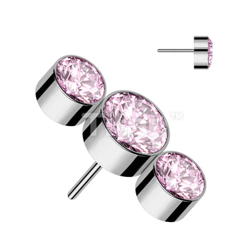 Implant Grade Titanium Threadless Push In 3 Round Bezel Set CZ Curve Top - Image 5