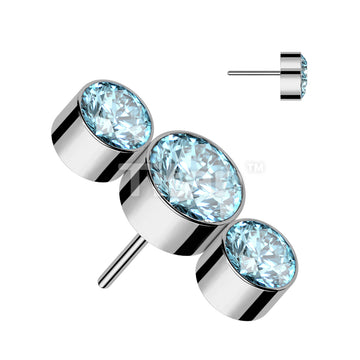 Implant Grade Titanium Threadless Push In 3 Round Bezel Set CZ Curve Top - Image 6