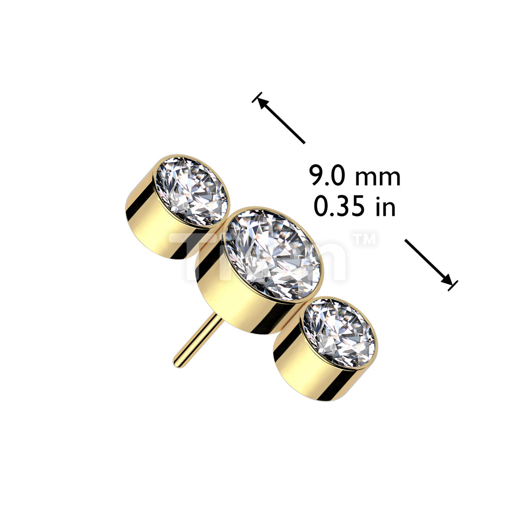 Implant Grade Titanium Threadless Push In 3 Round Bezel Set CZ Curve Top - Image 8
