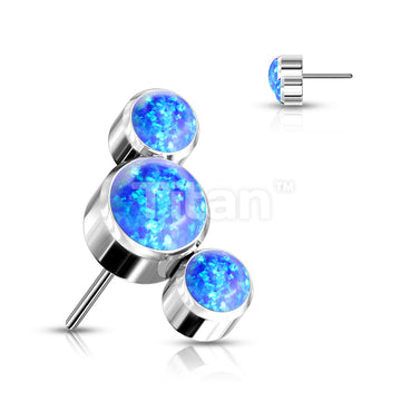Implant Grade Titanium Threadless Push In 3 Round Bezel Set Opal Curve Tops - Image 3