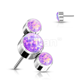 Implant Grade Titanium Threadless Push In 3 Round Bezel Set Opal Curve Tops - Image 6