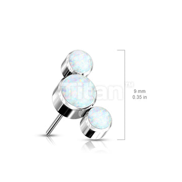 Implant Grade Titanium Threadless Push In 3 Round Bezel Set Opal Curve Tops - Image 7