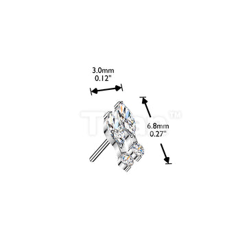 Titanium Threadless Push In Double Marquise and Round CZ Top - Image 4