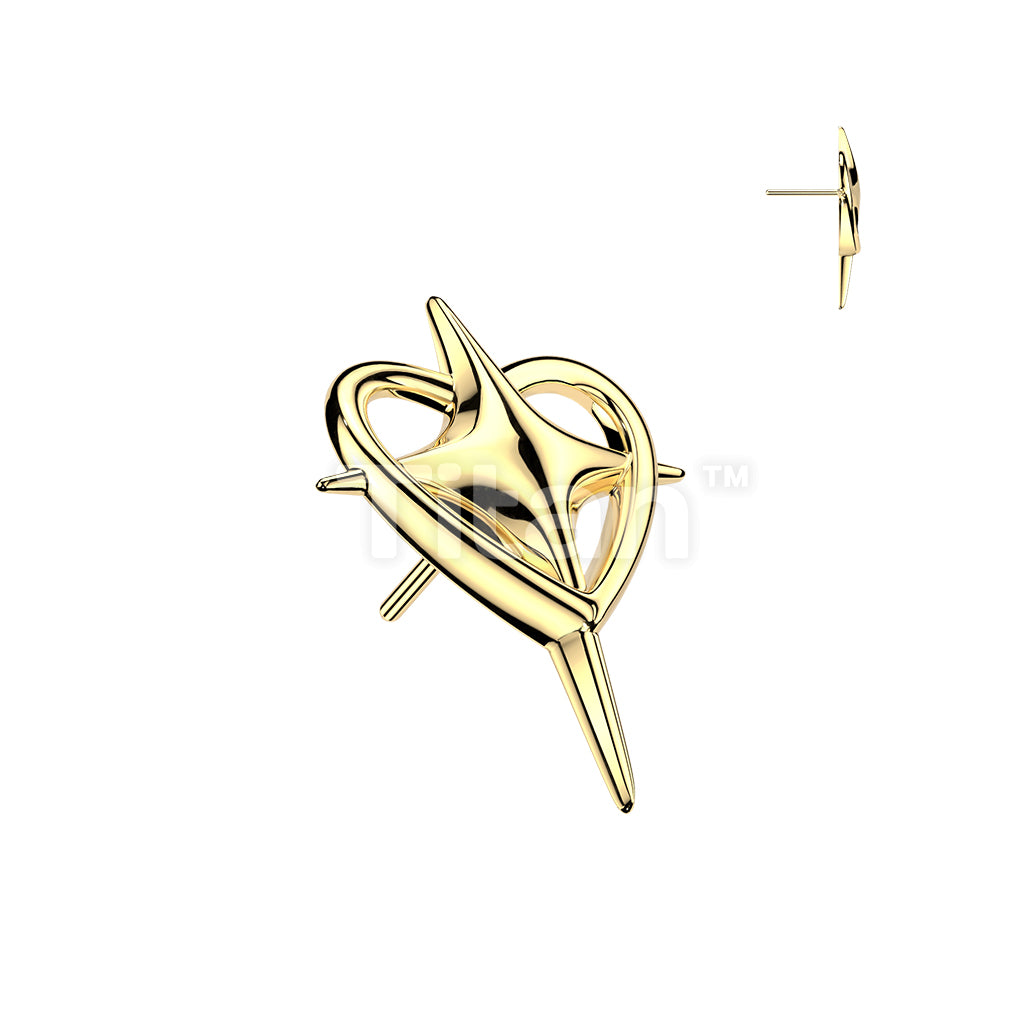 Titanium Threadless Push In Heart and Cross Top - Image 2