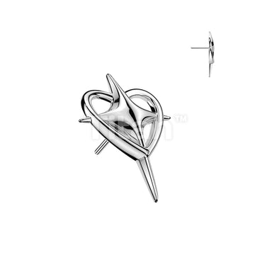 Titanium Threadless Push In Heart and Cross Top - Image 4