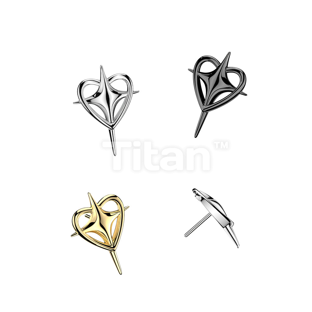 Titanium Threadless Push In Heart and Cross Top